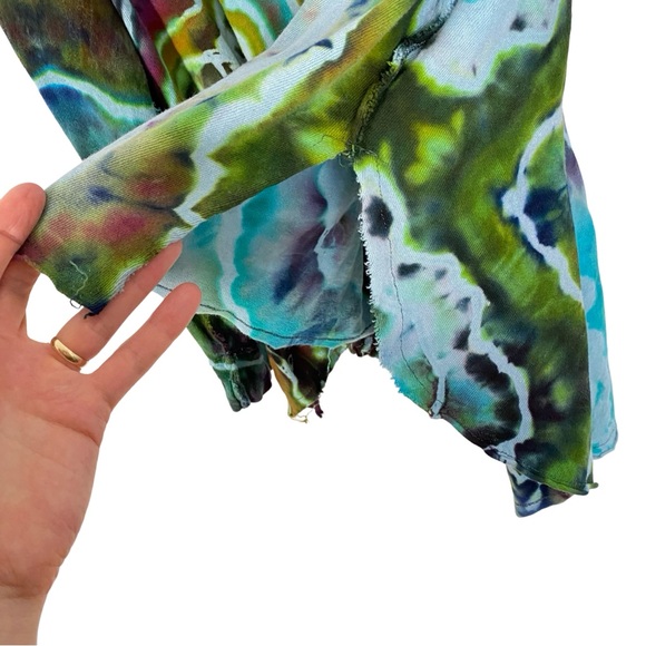 FP Free People Tie Dye Tunic Shirt Womens Medium Oversized Handmade Geode Blue - Picture 8 of 14